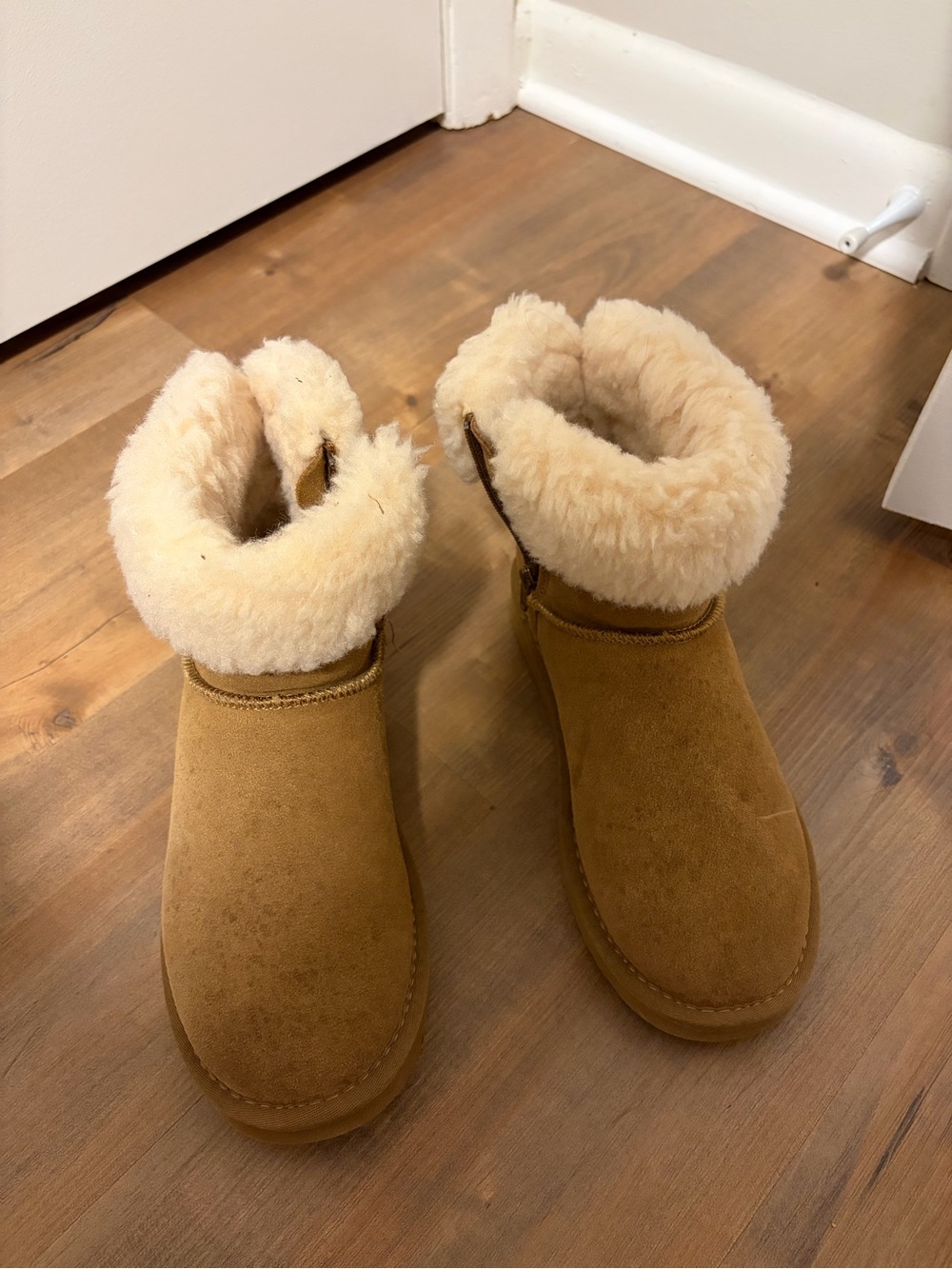 BearPaw Chestnut Suede Shearling Lined Ankle Slippers